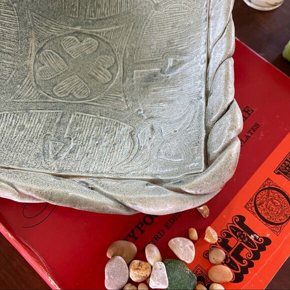 Mid Century Modern Ceramic Terra-cotta Footed Dish, Artisan Stamped, - Picture 4 of 8